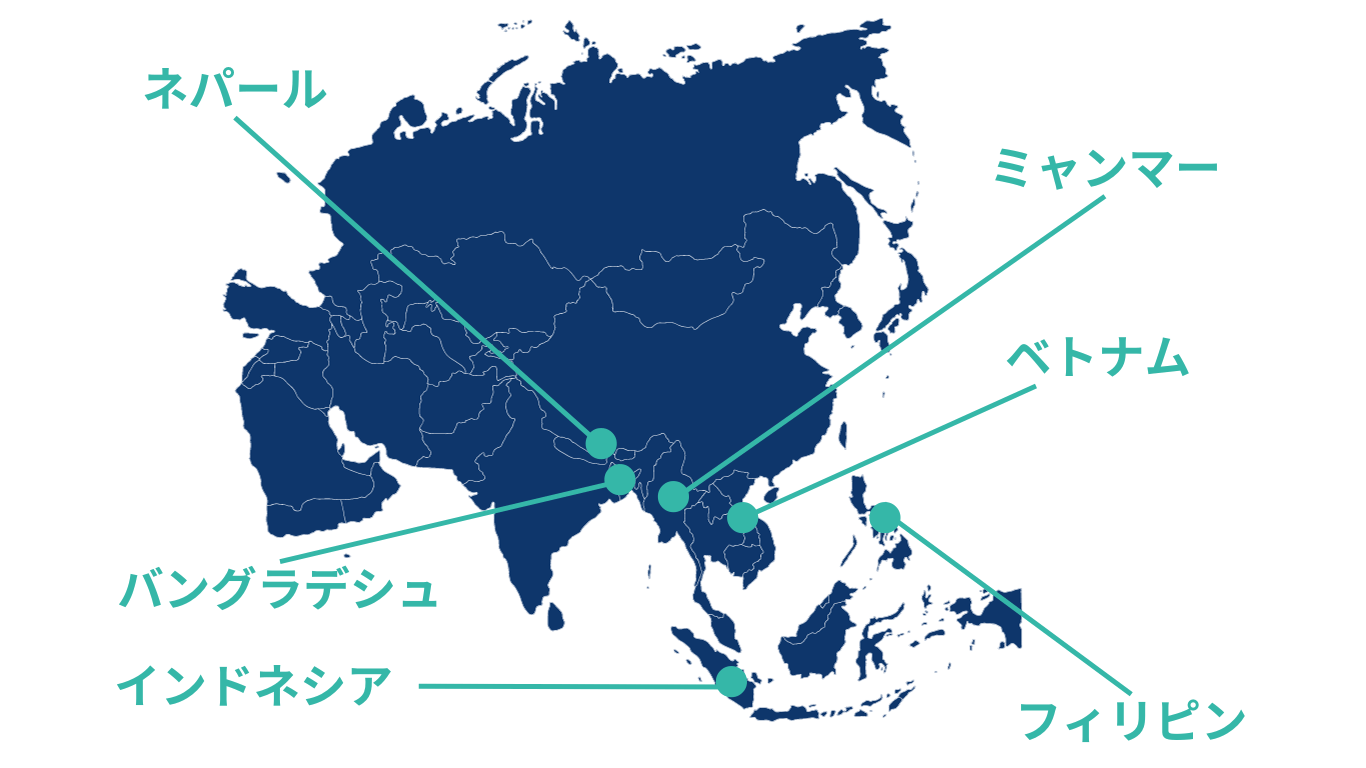 BOWはベトナム、ミャンマー、フィリピン、バングラデシュ、インドネシアネパールなどの国々の日本語学校や機関と提携をしています